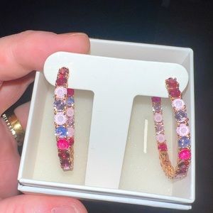 Bomb Party Rose Gold Jewel Candy Earrings the Laurel in Frosted Pink Lollipop